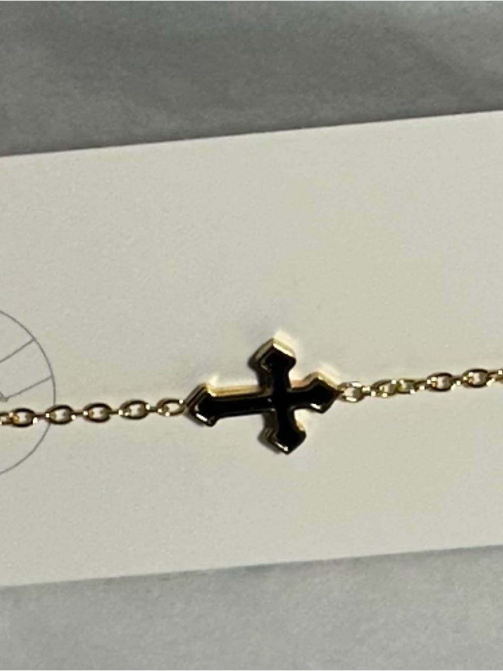 Gold Chain Bracelet with Black Cross Charm